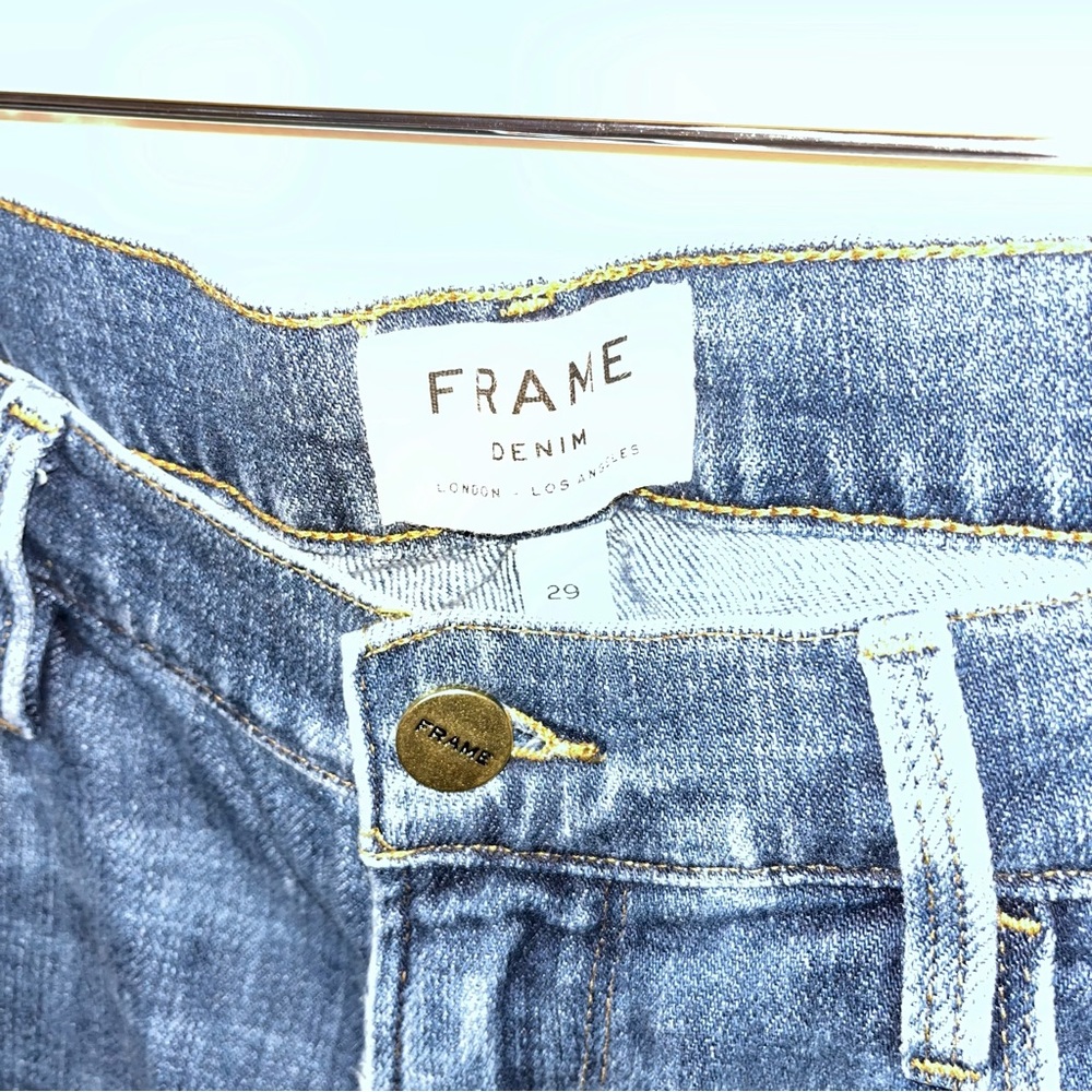 Frame Denim Raw Hem Cropped Dark Blue Jeans - Picture 6 of 9